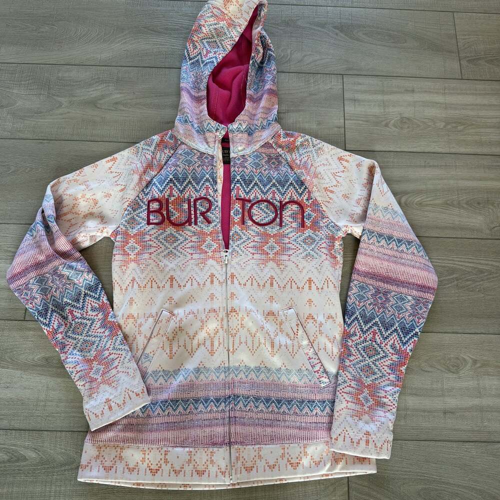 Burton Womens M Full Zip Fleece Hoodie Aztec Geo